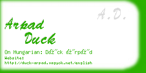 arpad duck business card